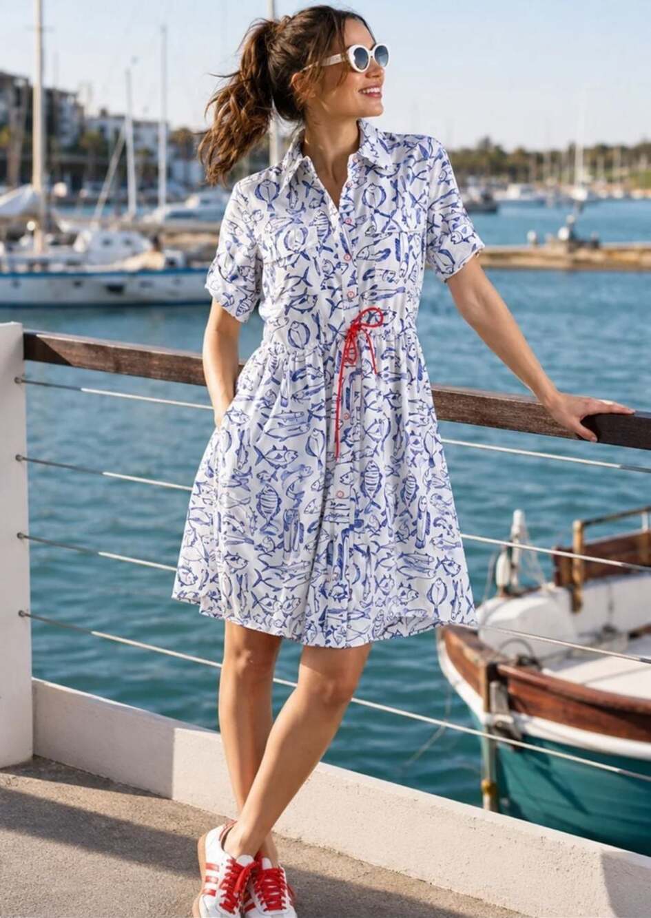 Marina Dress Mini – Fish Print – Size 8 - Picture 4 of 16